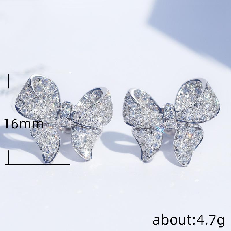 BELLA BOX Delicate Bowknot Stud Earrings Women Silver Color Brilliant CZ Cute Girl Gift Female Earrings Trendy Jewelry