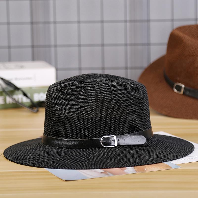 Hat Women's Summer Grass Yarn Simple Neutral Men's and Women's Sun Hats for Outdoor Travel and Leisure