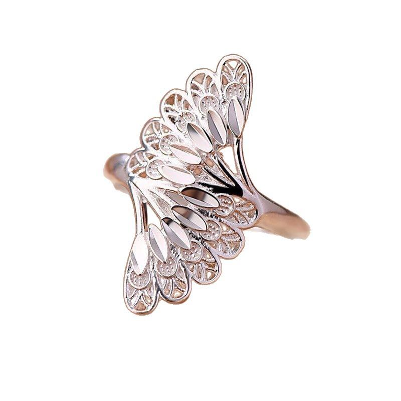 Vintage Ethnischer Pfauenfeder Hohlring für Damen Übertriebener Persönlichkeits-Offener Zeigefingerring Vielseitiger Schmuck