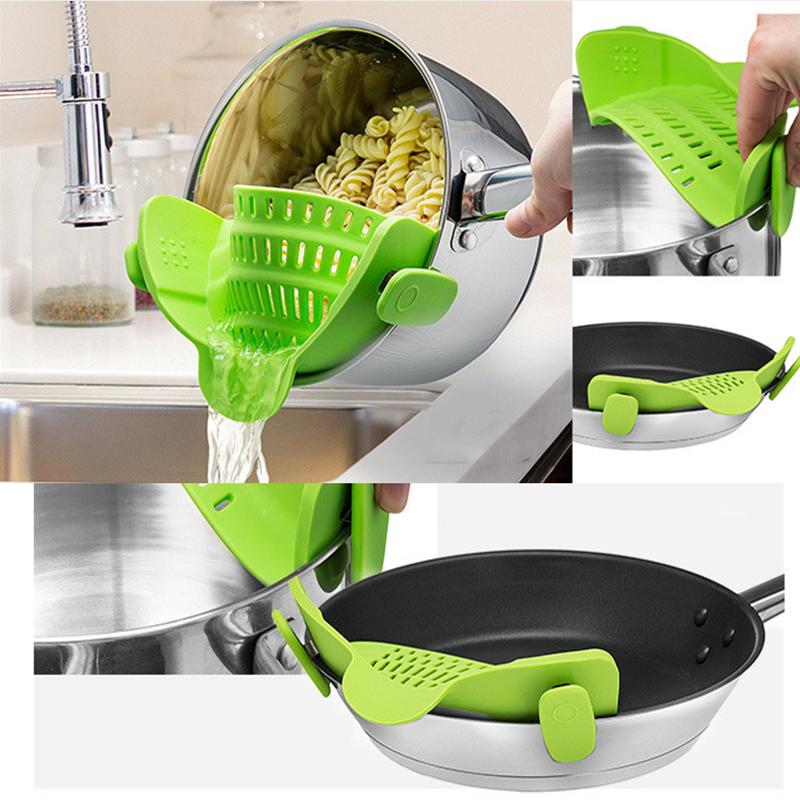 1Pc Adjustable Clip Strainer Pot StrainerOn Strainer For Pots Pans Bowls Kitchen Pot Strainer Vegetable Noodle Water Filter