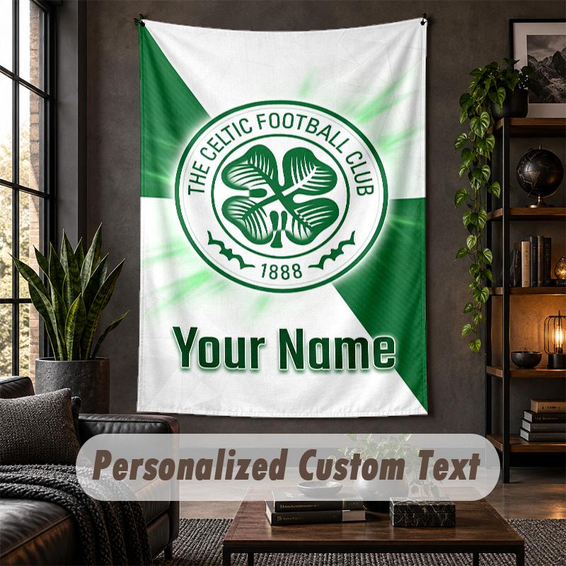 Wandbehang Celtic FC Druck Benutzerdefinierter Name Text Wandbehang Heimdekoration