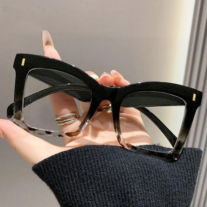 Oversized Leopard Reading Eye Glasses Women Myopia Customize Prescription Optical Anti Blue Light Frames Presbyopia 1.0 To 4.0
