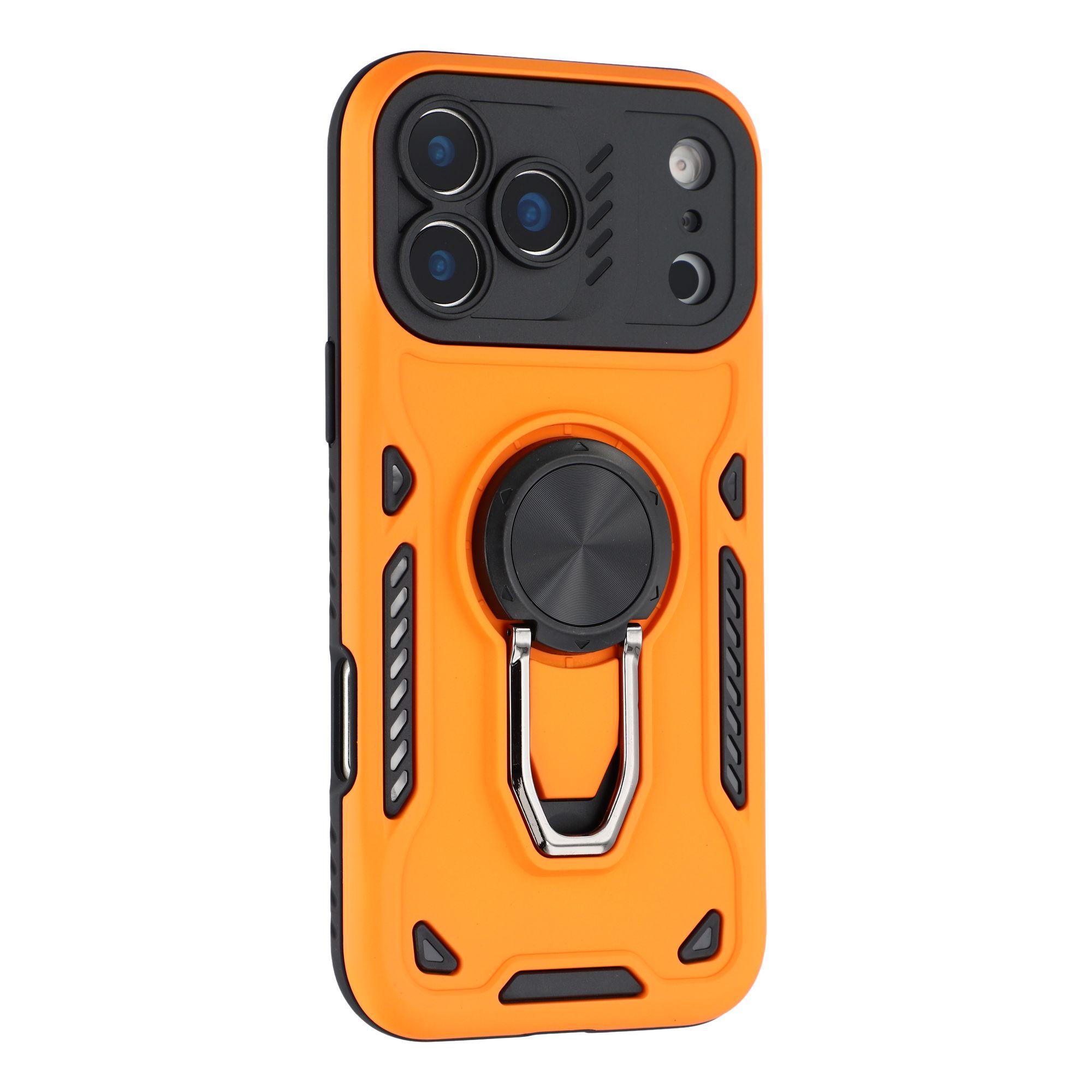 

For iPhone 17 Pro Case with Kickstand Shockproof TPU+PC Phone Back Cover Orange