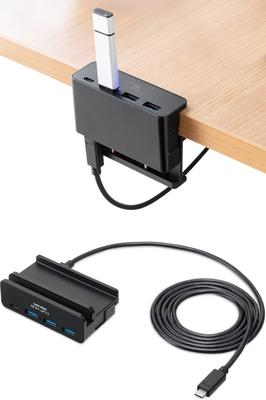 Sanwa Direct USB Hub Kelepçesi x x 1 Veriyolu Güçlü Kablo Bağlantısı Siyah USB-A 3, USB-C 1,5m USB-C 400-HUBC065NBK