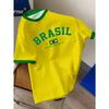 T-shirt Drapeau Brésil Imprimé en 3D pour Homme T-shirts Motif Sportif Brésilien Mode d'Été Décontracté Col Rond T-shirts Manches Courtes Amples