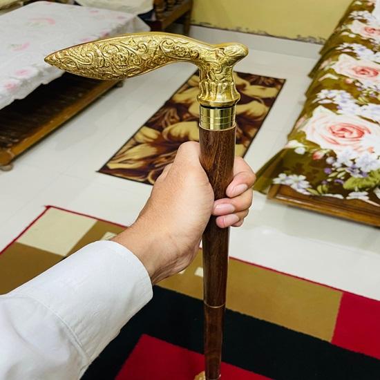 Premium Brass Wooden Walking Stick – Dismantles Into Three Parts, Elegant Gift for Gentlemen