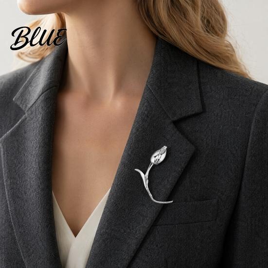 Flower Accessory Brooch Pin for Women Tulip with Safety Wedding