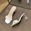 2025 Summer New French Crystal Slippers Wear High Heels Non-slip and Thin High Heels Sandals Versatile High Heels