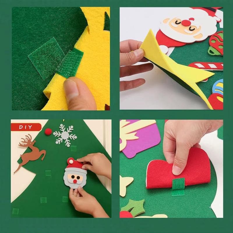 DIY Filz-Weihnachtsbaum-Set mit Schmuck Weihnachten Feiertagsdekoration Weihnachtsmann Geschenk Neujahr Tür Wandbehang Dekoration