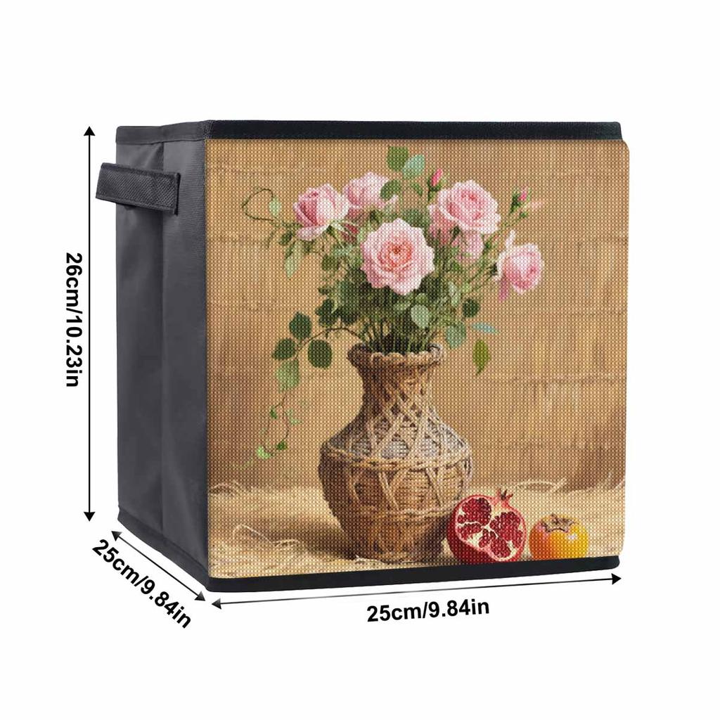 The Flowers in The Bamboo Basket 5D Diamond Painting Storage Basket Full Round Drill Mosaic Diamond Embroidery Cross Stitch Kits Home Decor Home Decor