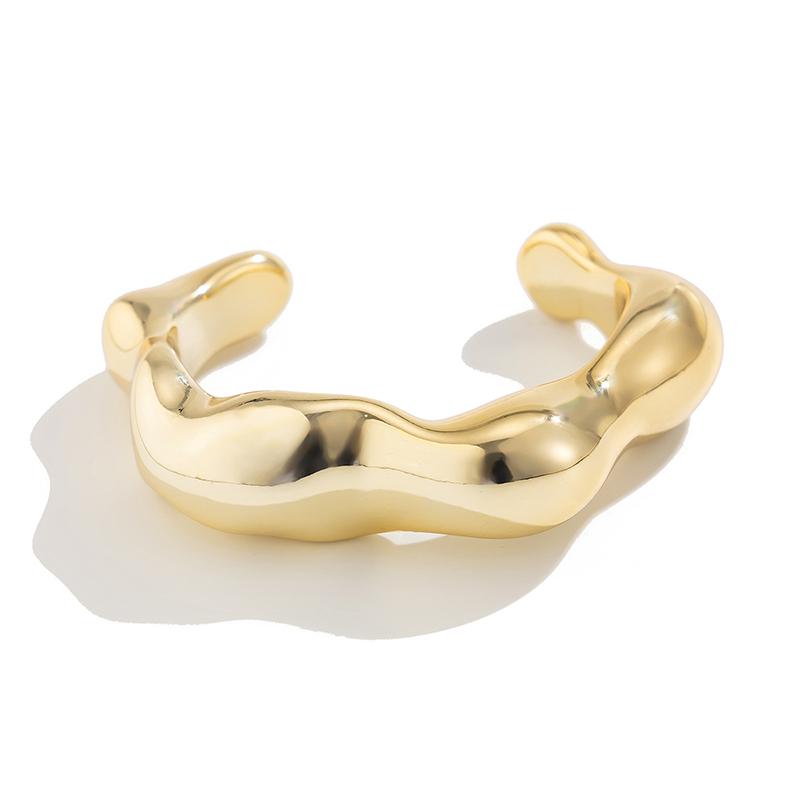 Fashion Irregular Cuff Bracelets for Women Vintage Exaggerated Gold Silver Color Glossy Plastic Open Bangle Female Jewelry Gift
