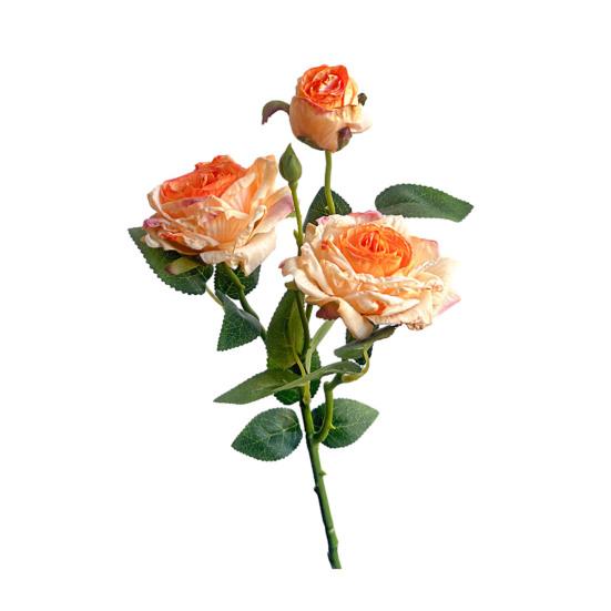 Artificial Flowers 3-Headed French Rose Realistic False Flowers Indoor Outdoor Decoration Wedding Garden Event Photography Props