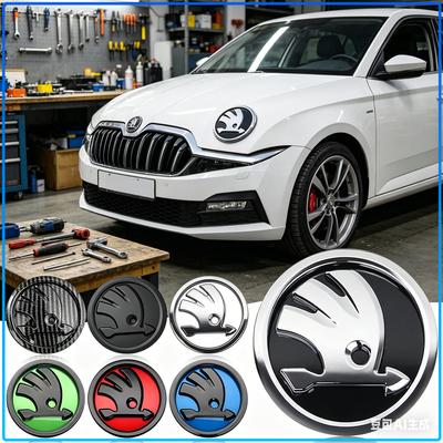 1 pièce Calandre de capot avant d'aile de voiture Emblème de coffre arrière Logo Badge Autocollant Pour Octavia Fabia Kamiq Kapoq Kodiaq Rapid SCALA Superb