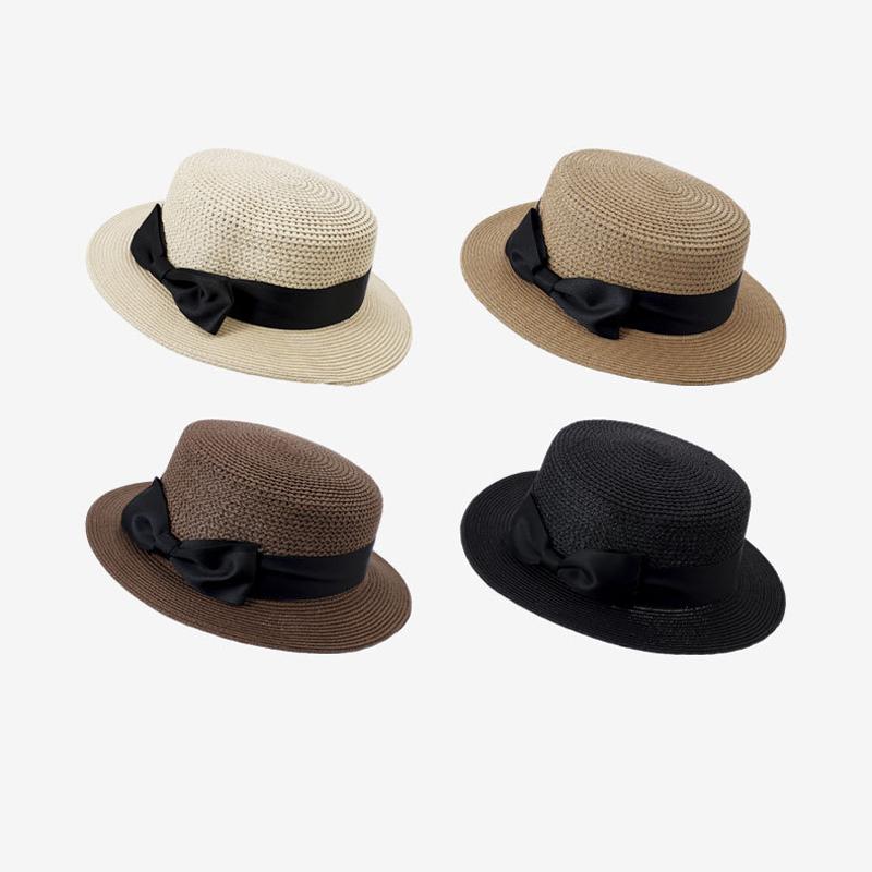 Flat Top Hat Women's Summer Straw Hat Seaside Beach Sunshade Hat