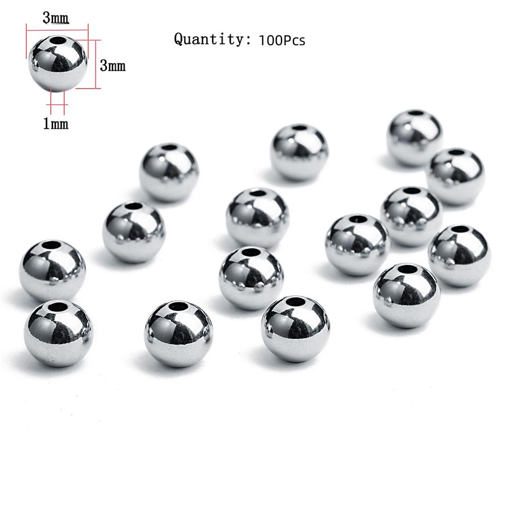 Stainless Steel Beads Square Round Big Hole Loose Spacer Bead For Jewelry Making Charm Bracelets Necklace Finding