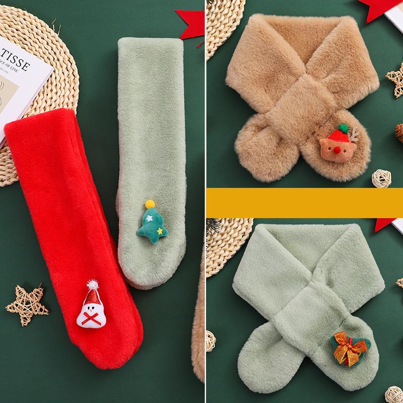 Children Scarf Kids Winter Faux Fur Neckerchief Autumn Boys Girls Warmer Neck Scarf Soft Cartoon Children´S Scarves New 1-13Y