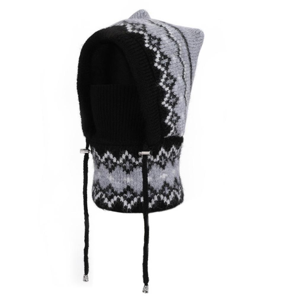 Integrated Warmth Knitted Beanie Hat Knitted Hooded Cap Cute Winter Hat with Scarf  Outdoor Sports