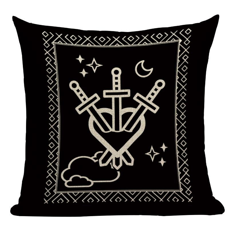 Black Tarot Throw Pillow Cover Mexico Skull Decorative Pillow Covers Horror Ghost Pillow Cases Home Decor Cover for Pillow Cojin