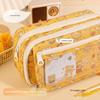 Large Capacity Multi-Layer Leather Pen Bag for Students Cute Bear Bakery Design New Girls Primary School Bag Oxford Pencil