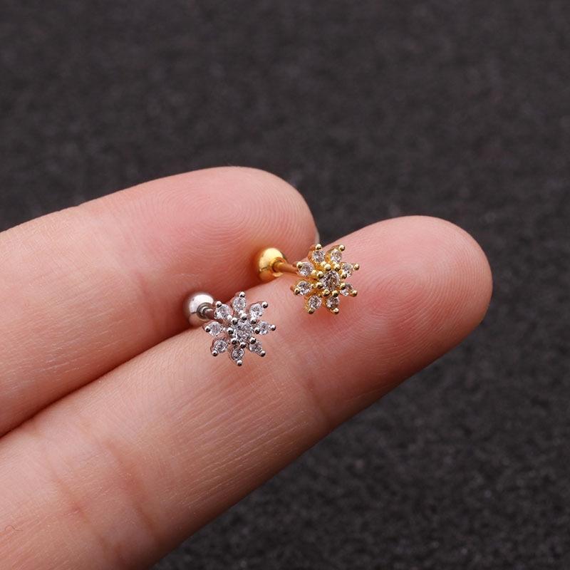 1piece Gold Color Crown Star Flower CZ Tragus Cartilage Stainless Steel Ear Stud Piercing Crystal Daith Earring