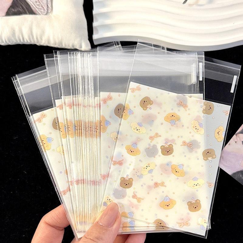 50Pcs Opp Plastic Bag Self Adhesive Transparent Plastic Bags Beads Jewelry Storage Packaging Gift Bag Small Card Holder