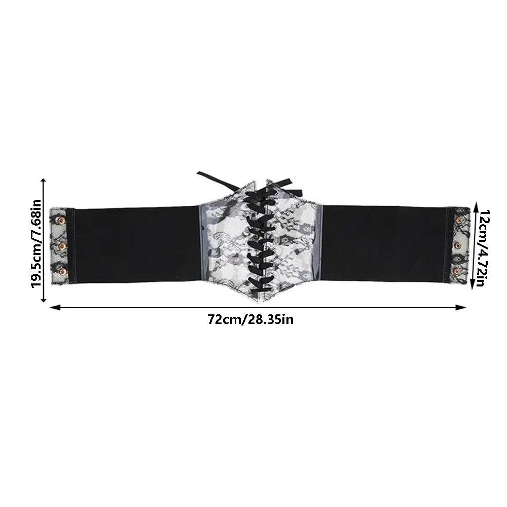Flower Embroidery Lace-up Corset Belt Wide Lace Stretchy Elastic Slimming Body Waist Belts High Waist Transparent Lace