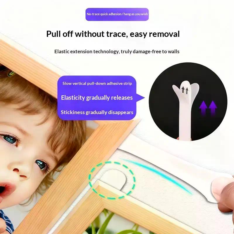 12/24Sets Double Sided Picture Hanging Strips Adhesive Hook Loop Tape For Mounting Photo Frame Fixed DIY Wall Decor Stickers