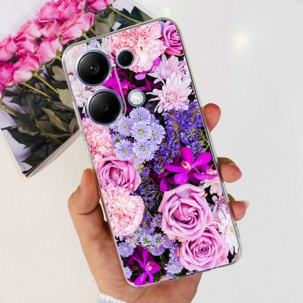 For Xiaomi Redmi Note 13 Pro 4G Case Beautiful butterfly flower TPU Soft Silicone Cover For Xiaomi Poco M6 Pro Bumper Phone Case