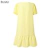 ZANZEA Women Summer Elegant Casual Square Collar Lace Crochet Patchwork Half Sleeve Dress