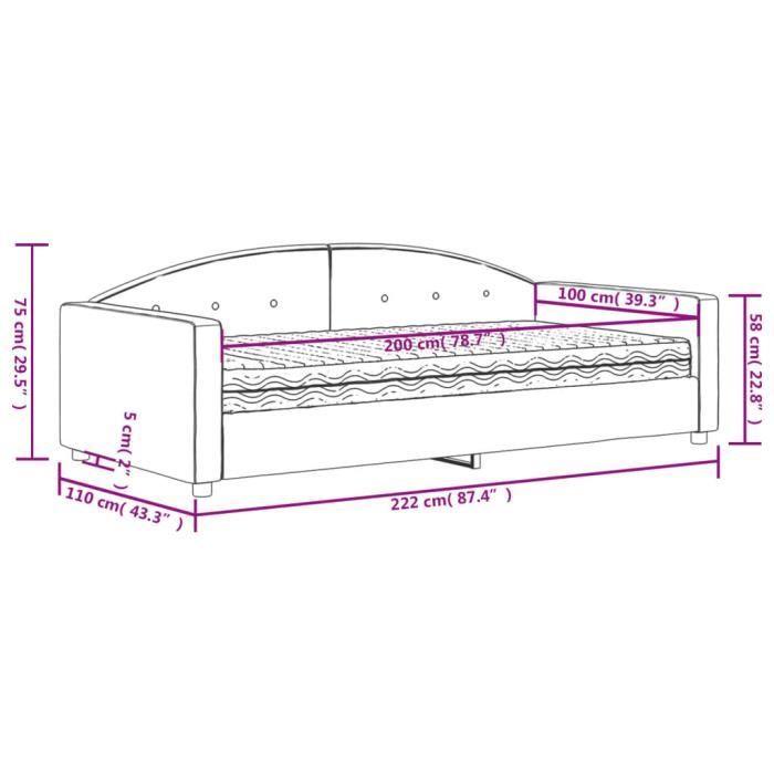 VidaXL Daybed with Mattress Light Grey 100x200 Cm Velvet 3197284
