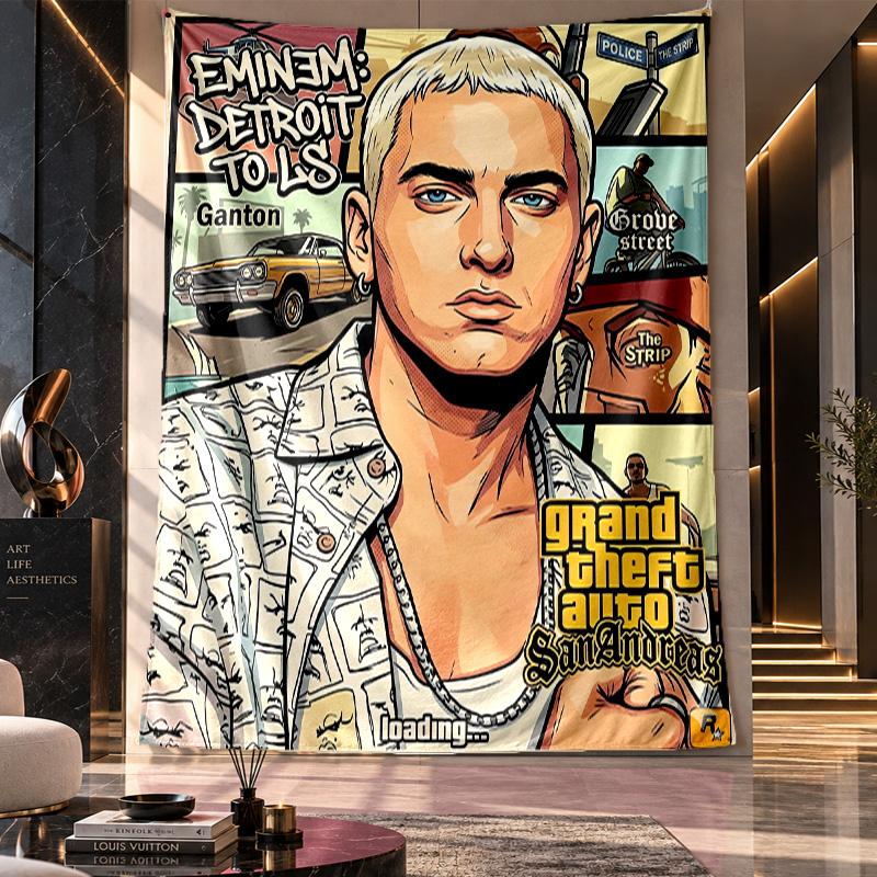 Wall Hanging Tapestry,Eminem Printed Fabric Backdrop For Dorm Room Party Decoration