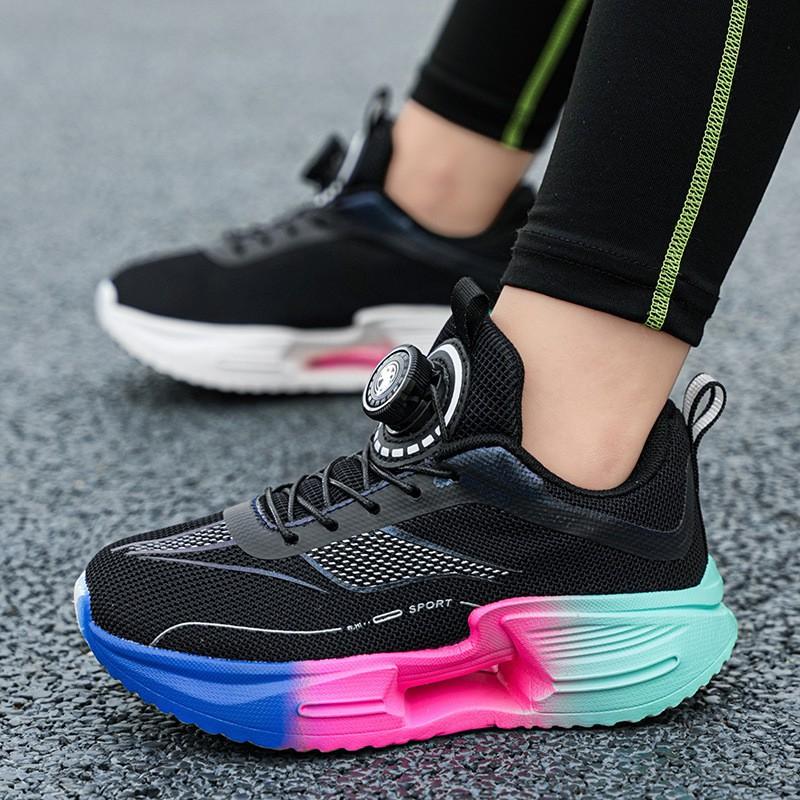 teenager Kids Boys Running Shoes Breathable Mesh Rotation Soft Non Slip Athletic Sneakers
