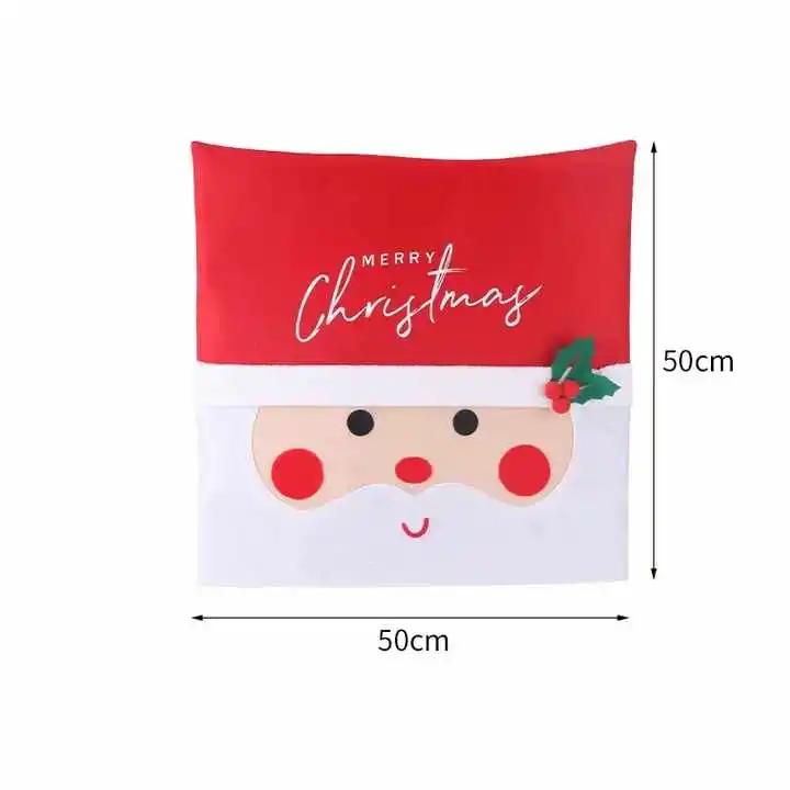 

New Christmas Chair Back Cover with LED String Lights Santa Clause Flashing Seat Case Decor Dining Chair Covers Party Supplies 50X50CM