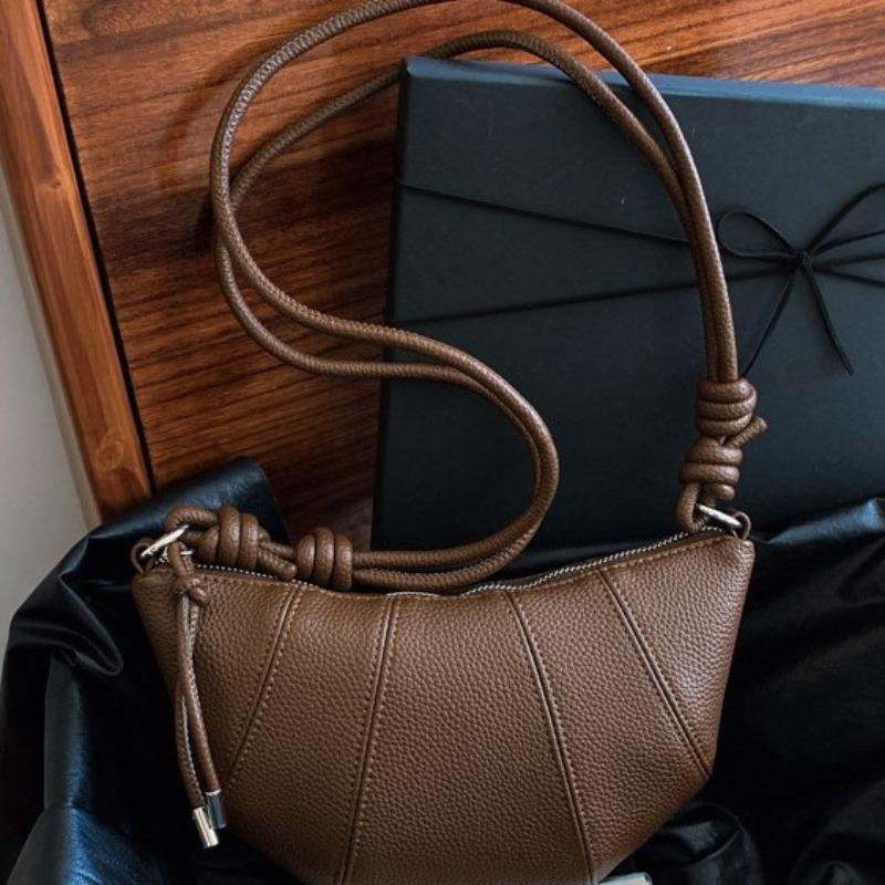 Leather High-end Niche Design Croissant Bag Women's First Layer Cowhide New Fashion Versatile Shoulder Messenger Bag