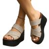 Women's Cross-Strap Casual Sandals 2025 Plus Size Summer New Arrival Fabric Platform Chunky Heel Wedges