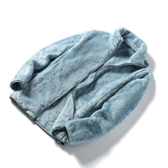 Women's Fuzzy Fleece Jacket Long Sleeve Zip Up Sherpa Coat Soft Stand Collar Fall Outerwear with Pockets