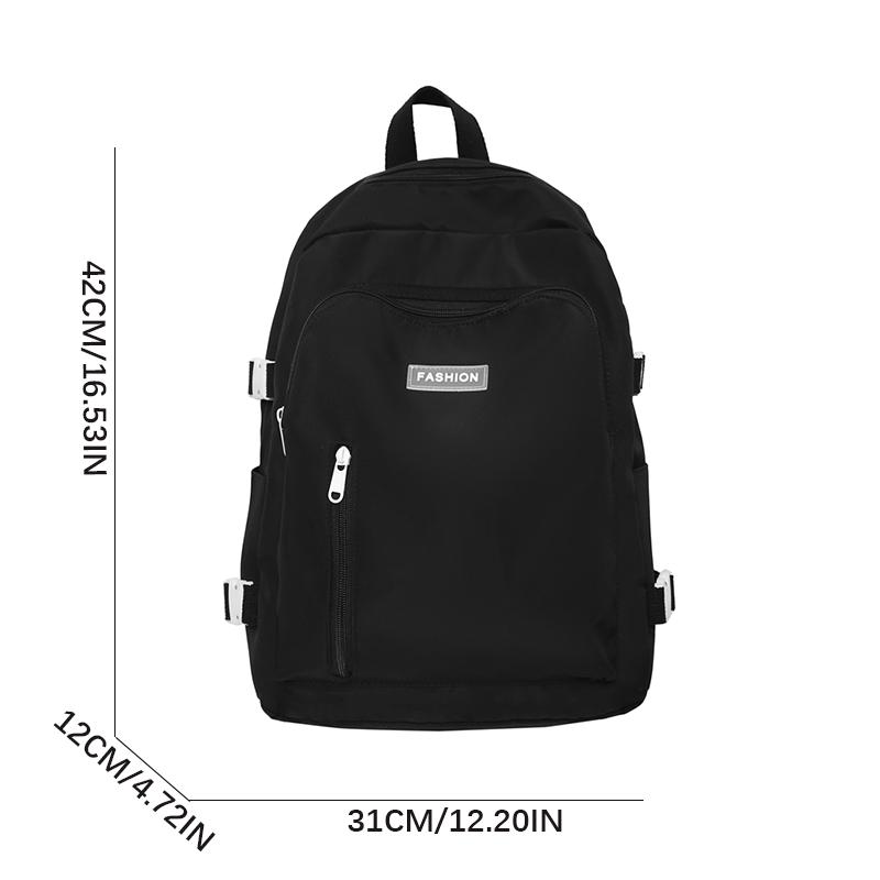 Large Capacity School Backpack Smooth Zipper Solid Color Teens Girl Casual Daypack Bag Student Supply