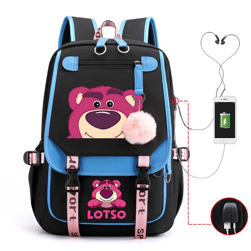 Mengmeng Xiaoqing Strawberry Bear Printing College Style Campus Primary School Student School Bag Lightweight And Large Capacity no specification