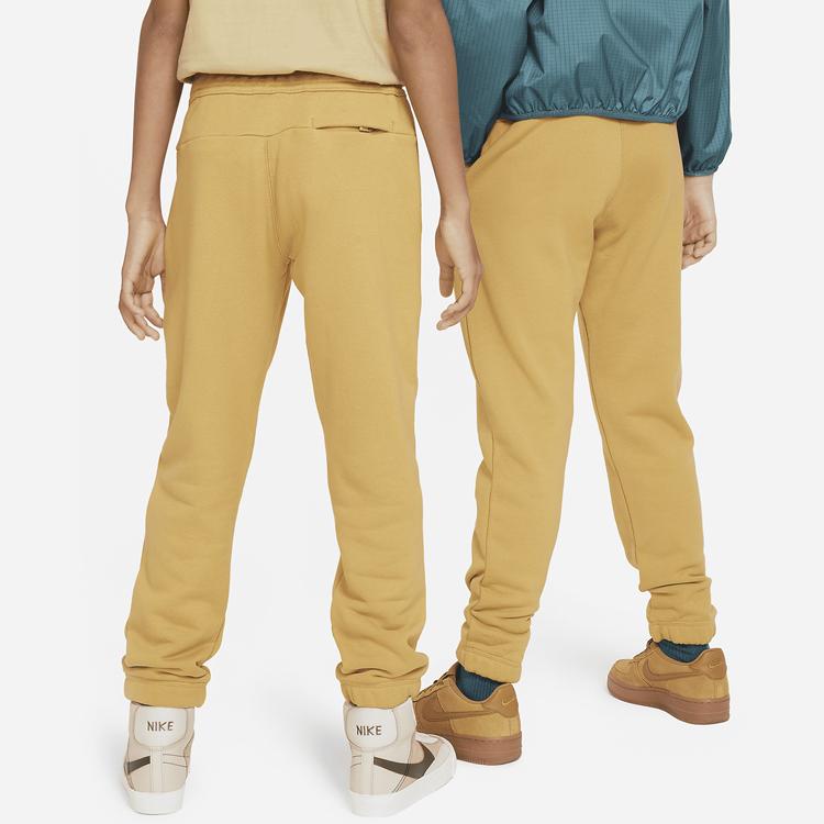 Nike Solid Color Logo Embroidered Cuffed Knit Sports Pants Kids Bottoms Beige DX5130-725