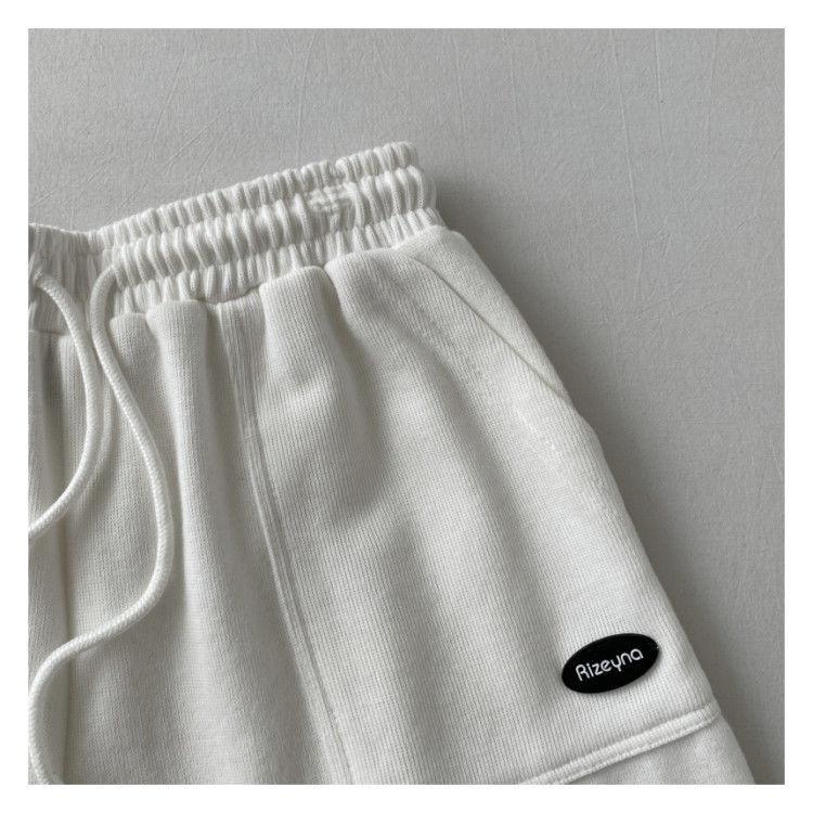 Dámské Pohodlné Volné Široké Kalhoty na Stahování A Kalhoty Štíhlý Pas Štíhlý Střih Ležérní Domácí Všestranné Sportovní Šortky Nové