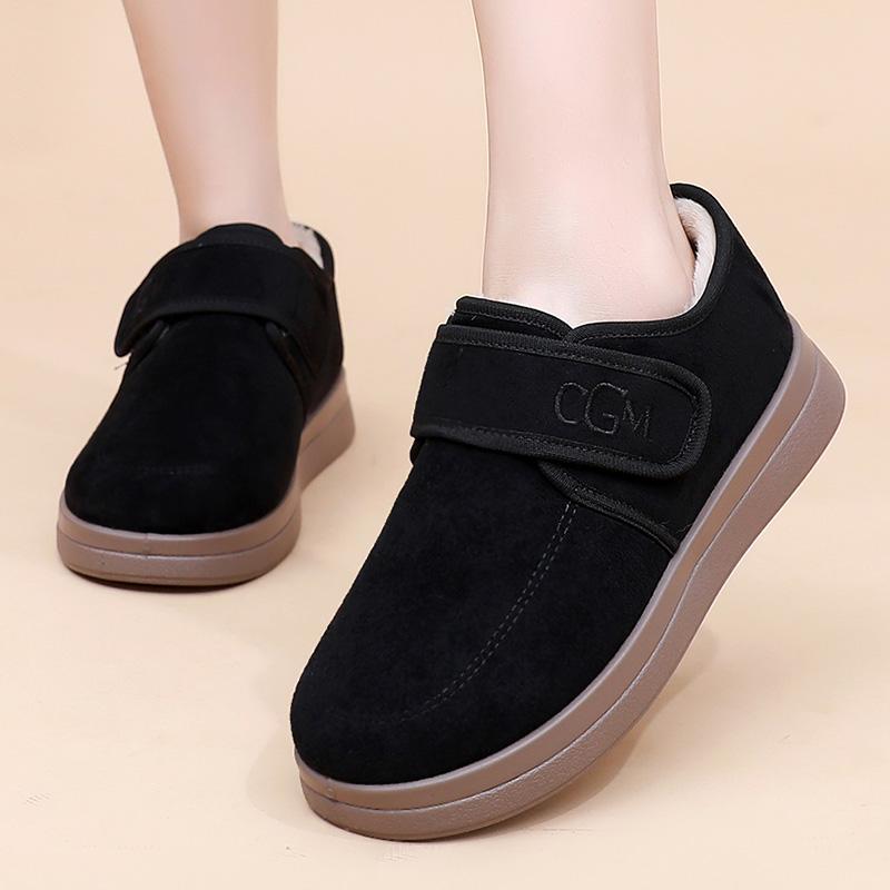 Winter New Women's Cotton Shoes with Fleece and Thickened for Warmth Comfortable Anti-Slip and Durable Free Shipping