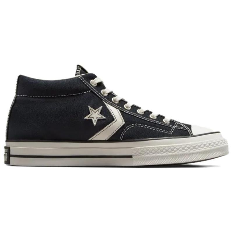 Converse Star Player 76 Comfortable and Versatile Abrasion Resistant Mid-Top Espadrilles Unisex Black & White