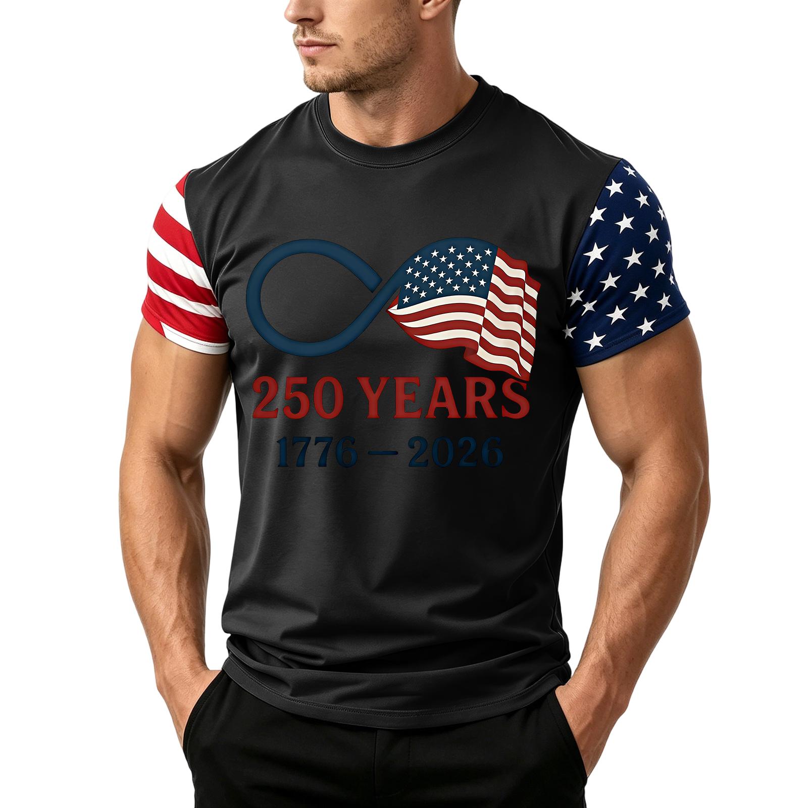 

Men s Independence Day Flag Print Short Sleeve T-Shirt, Loose Casual Daily Summer Tops XXXXL чорний
