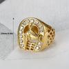 1 Pcs Hip Hop Stainless Steel Gold Color Jockey Club Horseshoe Horse Ring with Rhinestone for Men Gift Jewelry