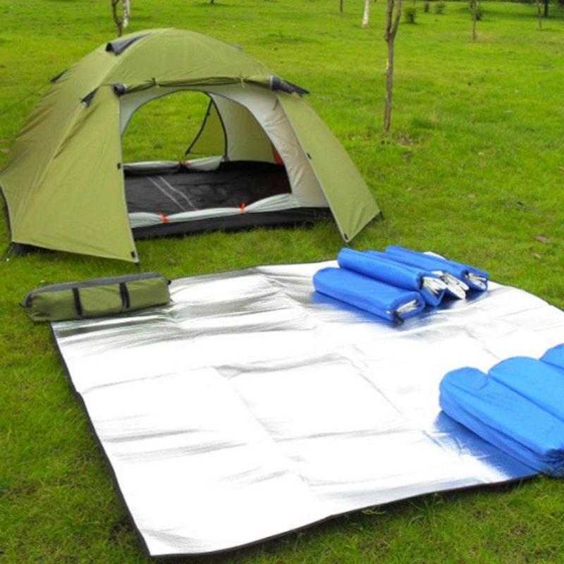 Double Sided Aluminum Foil Camping Mat Waterproof for Outdoor Survival Camping Hiking Portable with Storage Pouch
