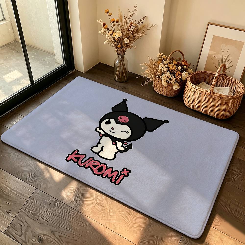 Kawaii K-Kuromi Cute Carpet Bathroom Anti-slip Mat Door Mat Home Decoration Mat Entrance Door Mat Scratch-resistant Door Mat