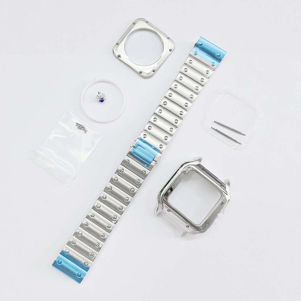 38mm Plating Square Watch Case Mineral Glass Stainless Steel Strap Watches Accessories for NH35 NH36 4R Movement
