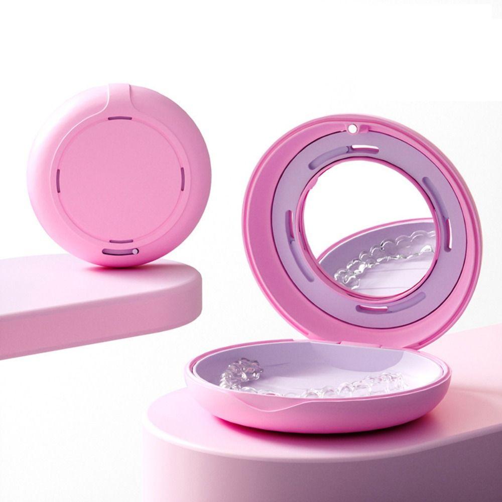 Magnetic Closure Retainer Case With Mirror Cleaning Tooth False Teeth Box  Tooth Care Tool