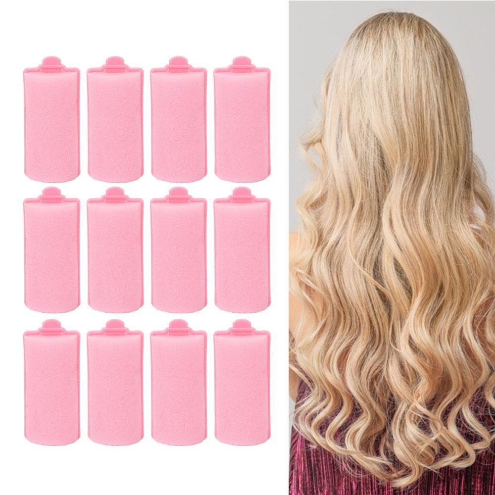 12pcs Pink Soft Hair Curler Flexible Hair Roller Set Styling Tool Sponge Hair Curler Home Salon
