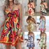 Summer Print Sexy Off-the-shoulder Neck Hollow Dress Women's Clothing